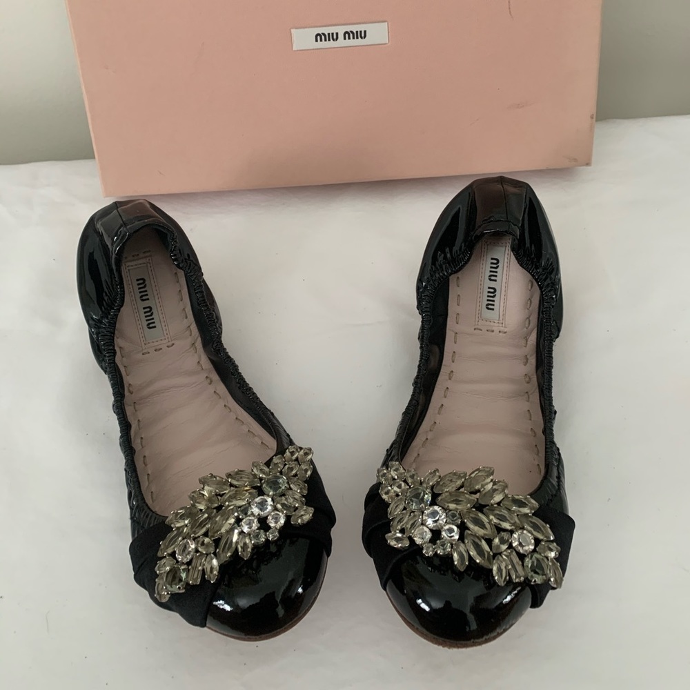 Authentic Miu Miu ballet flats with crystals